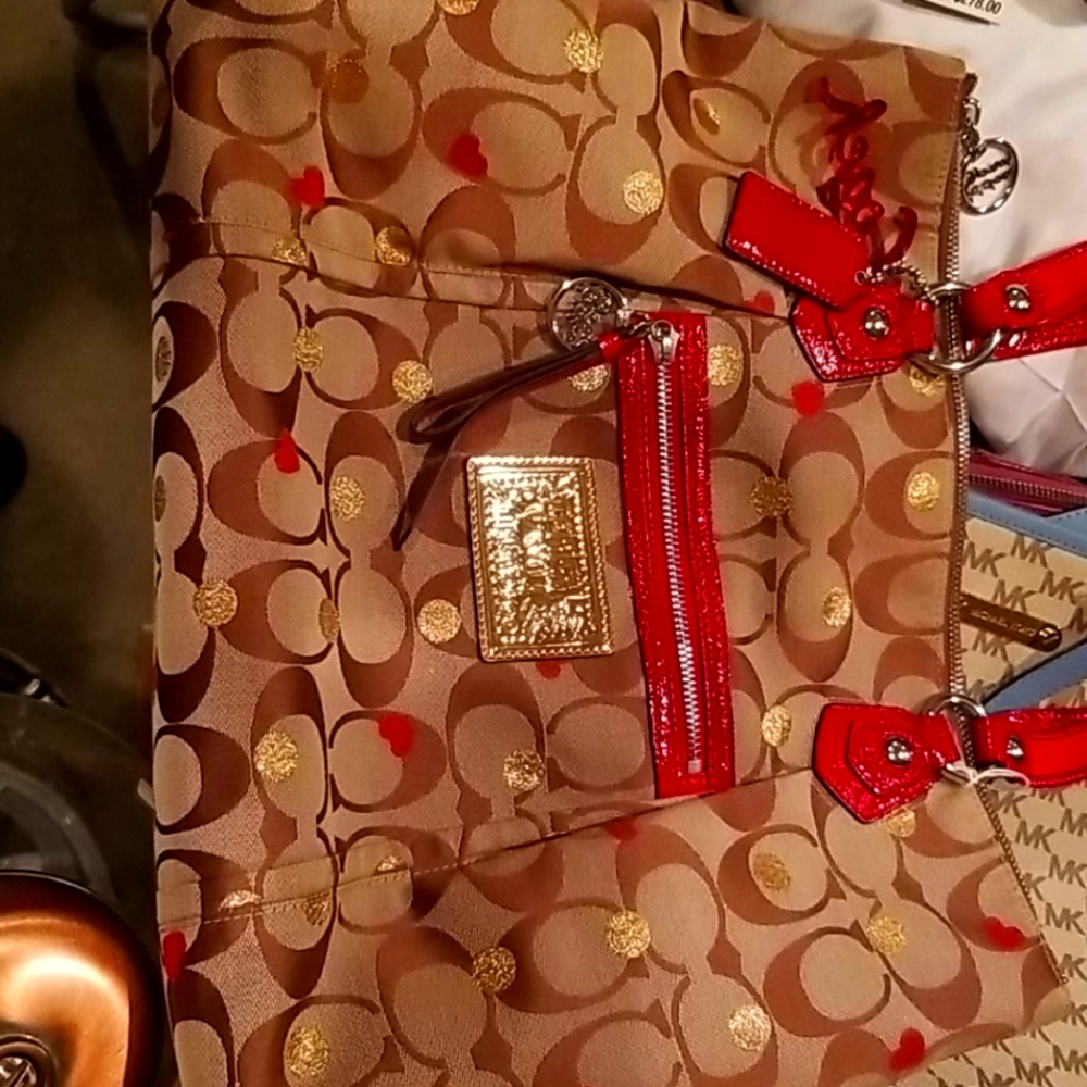 Poppy tote brown with red trim